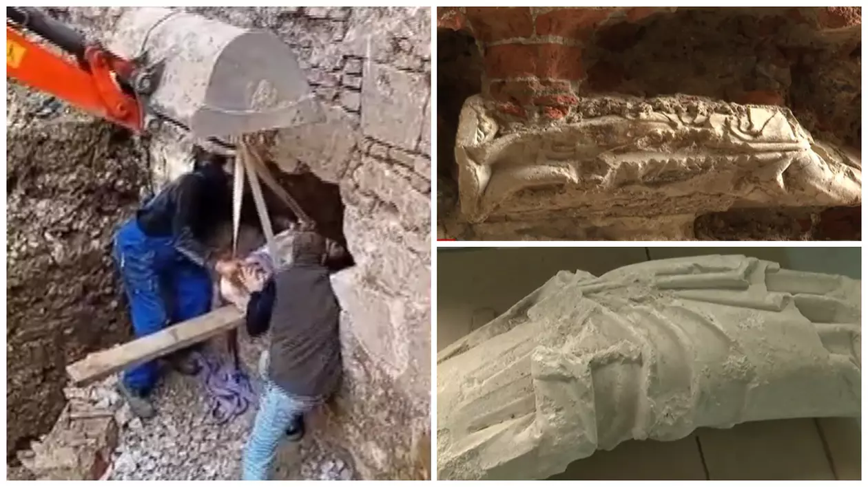 Două statui gotice de peste 650 de ani, ascunse în zidul Bastionului Crăişorul