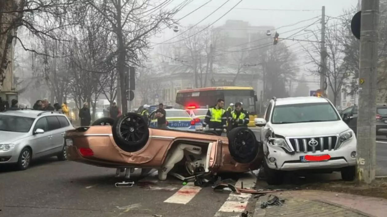 O femeie din Ploiești s-a suit băută și fără permis la volanul unui Bentley, după care s-a răsturnat cu mașina