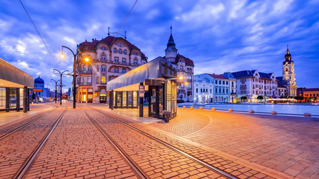 Stație de tramvai din Oradea.
