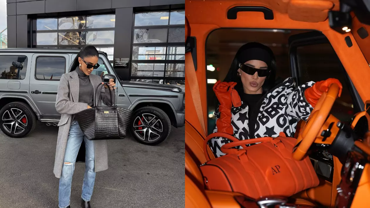 Adelina Pestrițu în mașina Mercedes G Class
