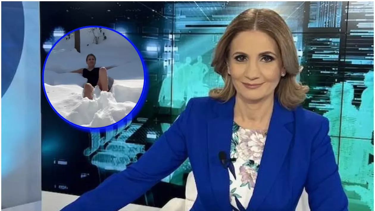Anca Alexandrescu, prezentatoare la Realitatea Plus, a ieșit în costum de baie prin zăpadă
