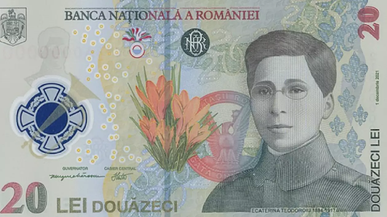 Bancnota de 20 de lei, cu chipul Ecaterinei Teodoroiu