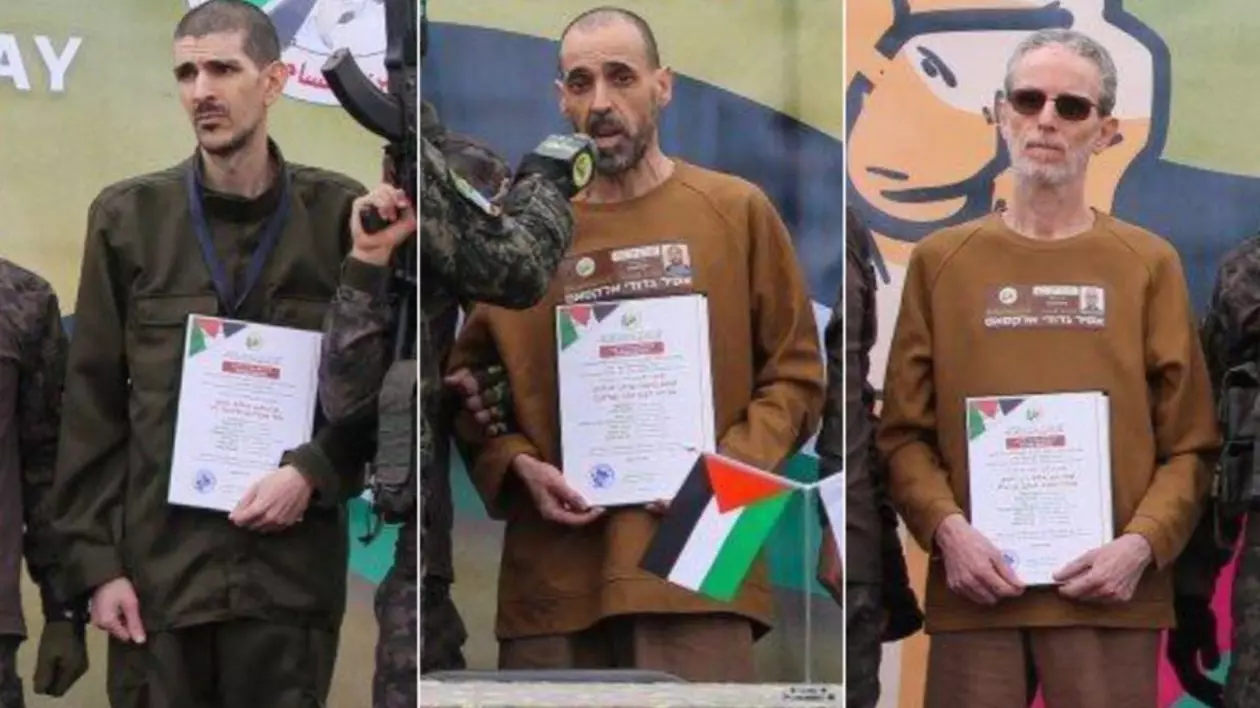 Cei trei ostatici eliberați de Hamas, Sursă foto David Collier, Via X