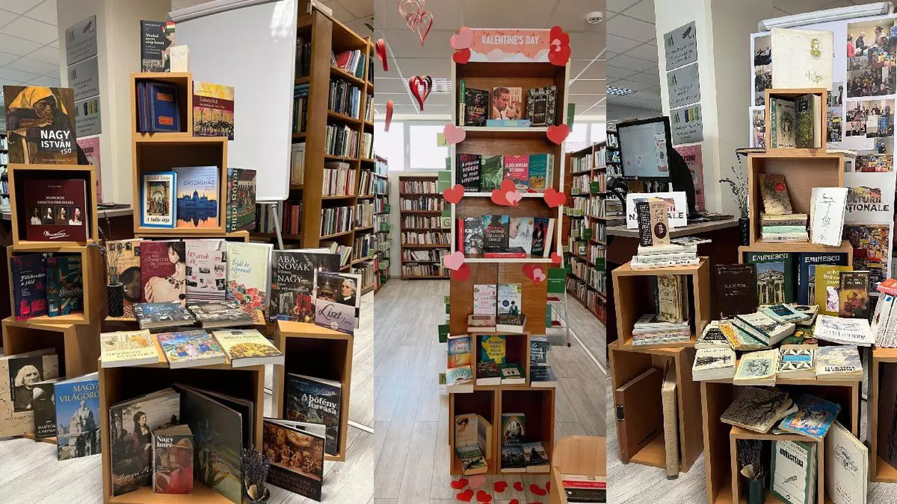 rafturi cu cărti la Biblioteca Judeteana Harghita