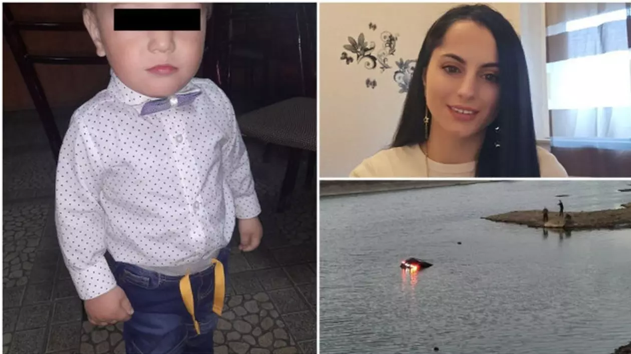 Copilul de 5 ani, îmbrăcat cu cămașă și papion, mătușa sa și mașina lor care a căzut în râul Olt