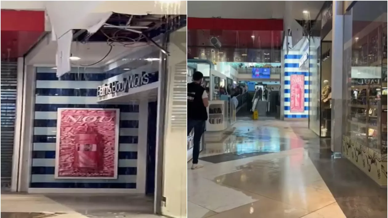 colaj foto indudatie apa curgand din tavan mall baneasa