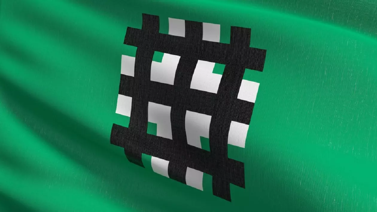 Însemnele Garzii de fier, pe un steag verde