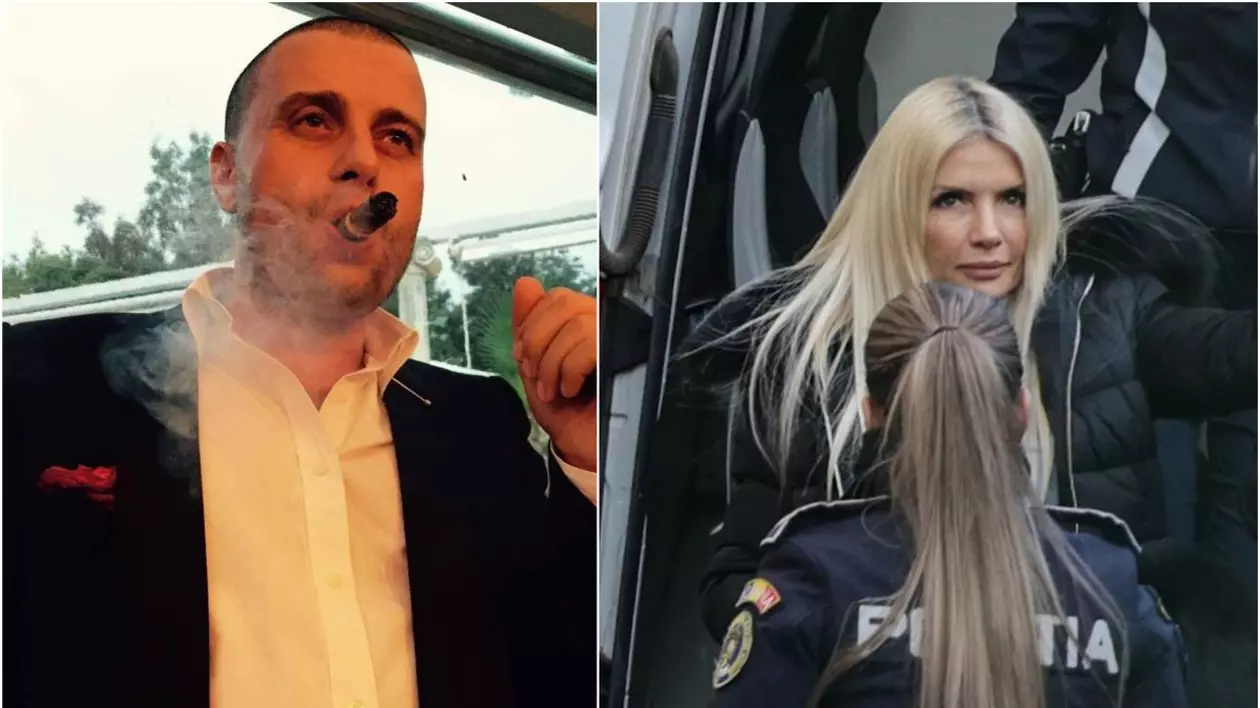 Mihai Tiberiu Vicol, fostul soț al Laurei Vicol, cu un trabuc în gură și Laura Vicol, fostă deputat PSD
