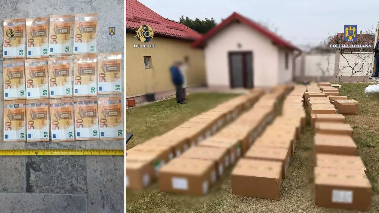 Imagini cu bani si cutii cu șucrurui furate găsite în urma unor perchezitii Poliția română
