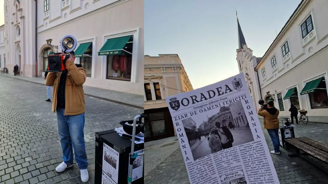 Un adolescent din Ucraina ofera amintiri turistilor din Oradea