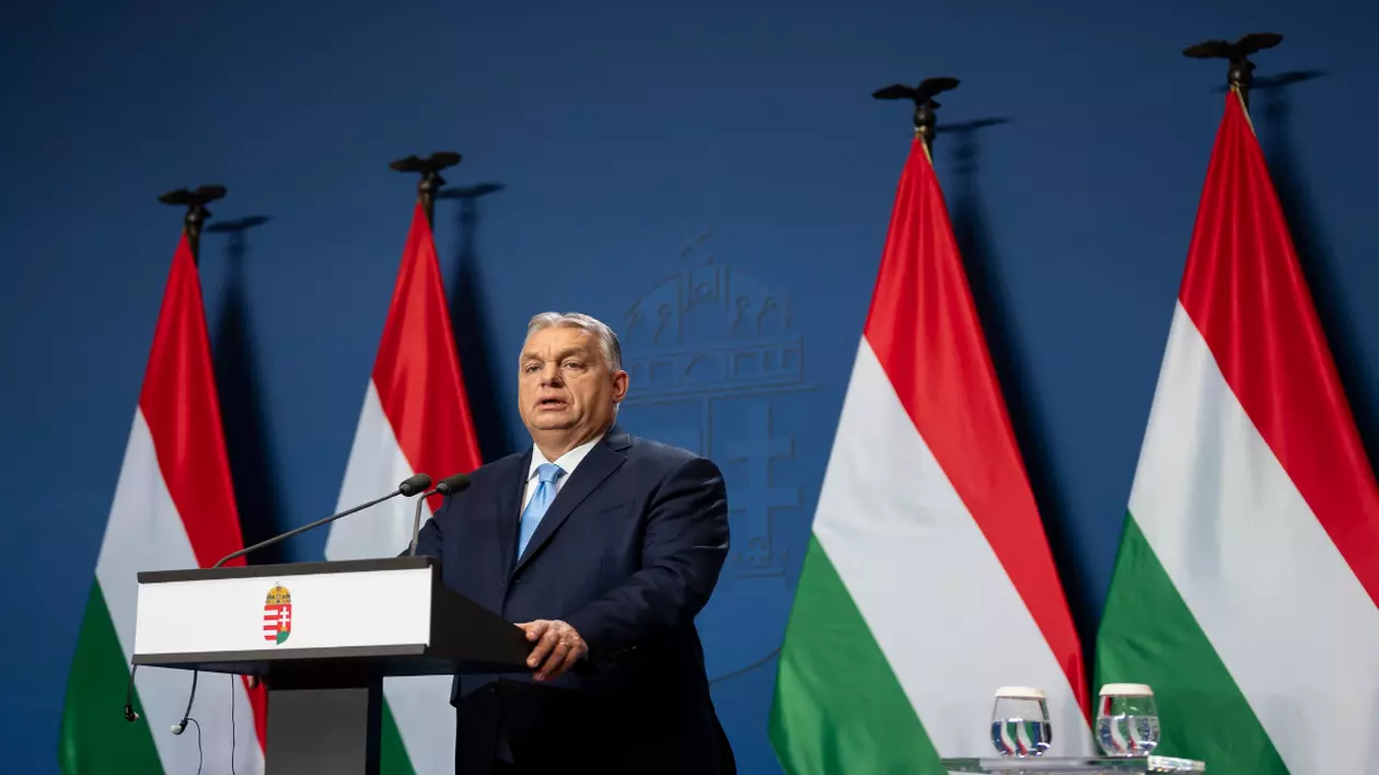 Viktor Orban în timpul unei conferințe de presă