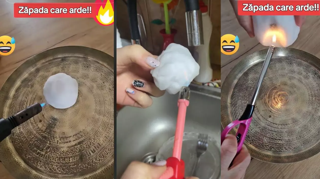 Românii ard zăpada pentru a demonstra că este falsă, experimentul viral pe TikTok.