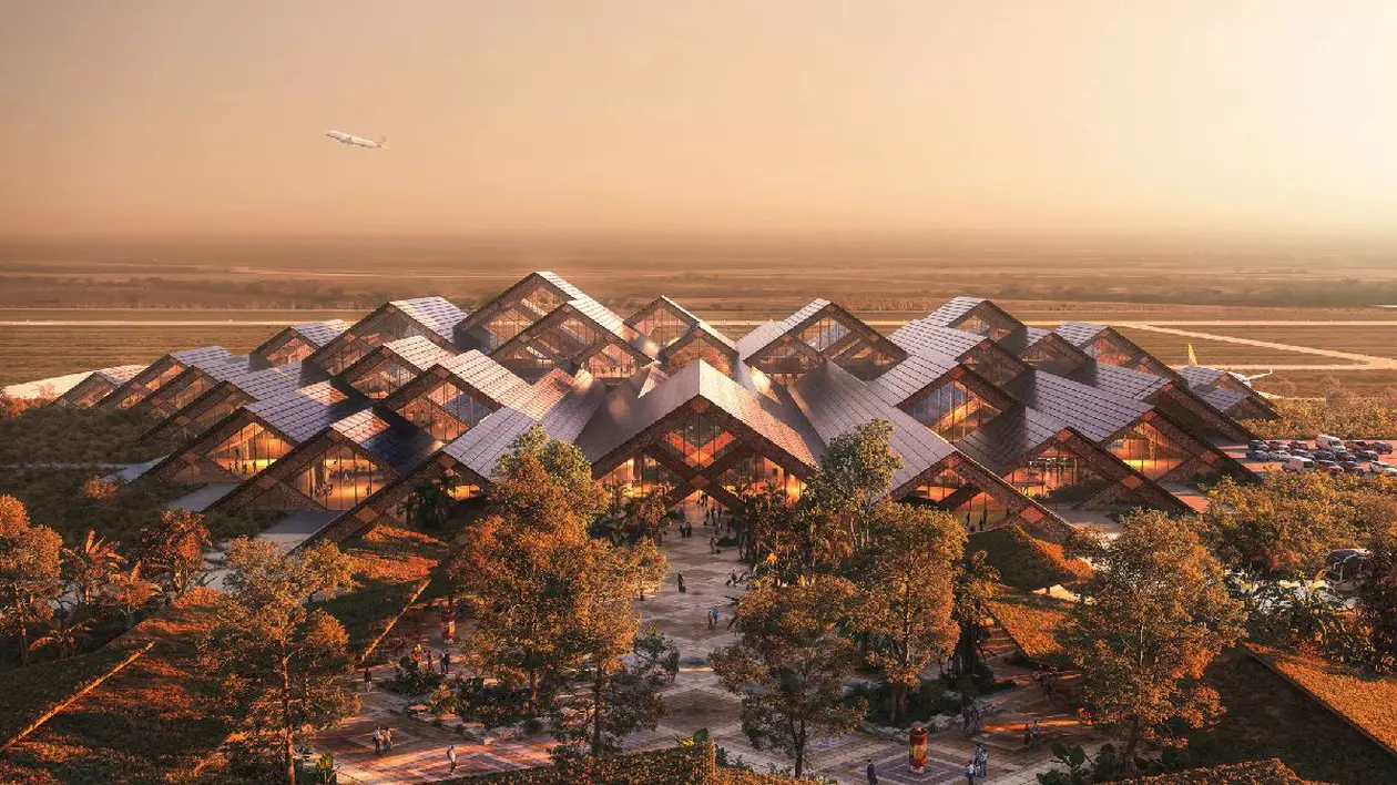 Imagine concept cu aeroportul din Bhutan, unul destinat relaxării.