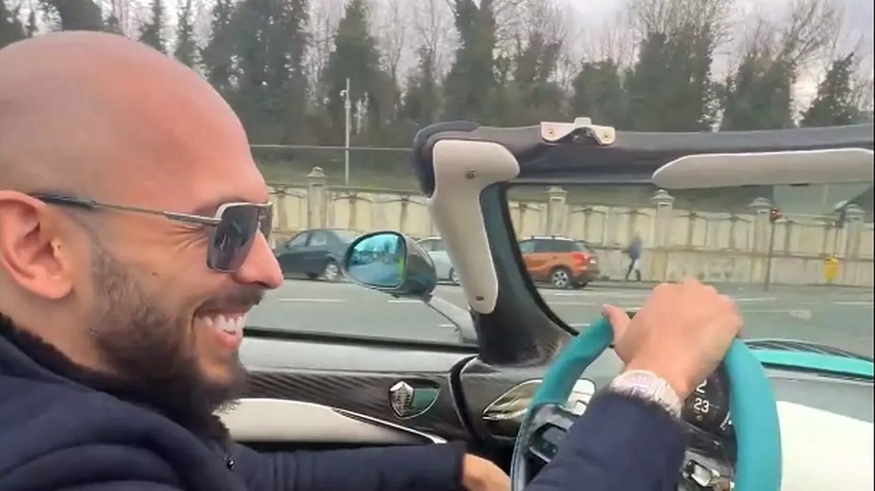 Andrew Tate a gonit pe străzile din București cu peste 150 km/h și s-a lăudat pe rețelele de socializare, apoi a făcut pană | VIDEO