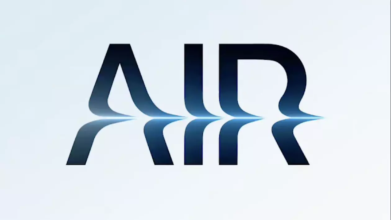 Logo stlizat „Air” care prevestește lansarea unui nou laptop MacBook Air.