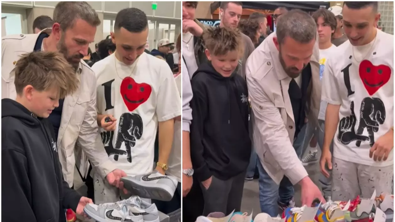 Ben Affleck și Samuel, fiul său, se uită la adidași de 6.000 de dolari