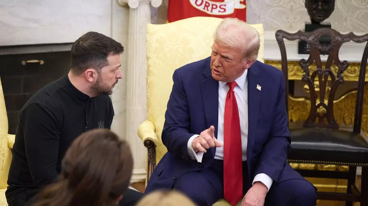 28 februarie 2025, SUA, Washington: Președintele american Donald Trump se întâlnește cu președintele Ucrainei, Volodymyr Zelensky, în Biroul Oval al Casei Albe
