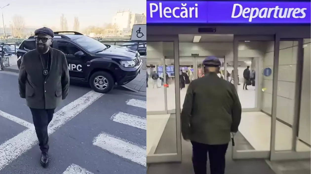 Cristian Popescu Piedone în fața unei mașini, Piedone, șeful ANPC, intră în Aeroportul Otopeni