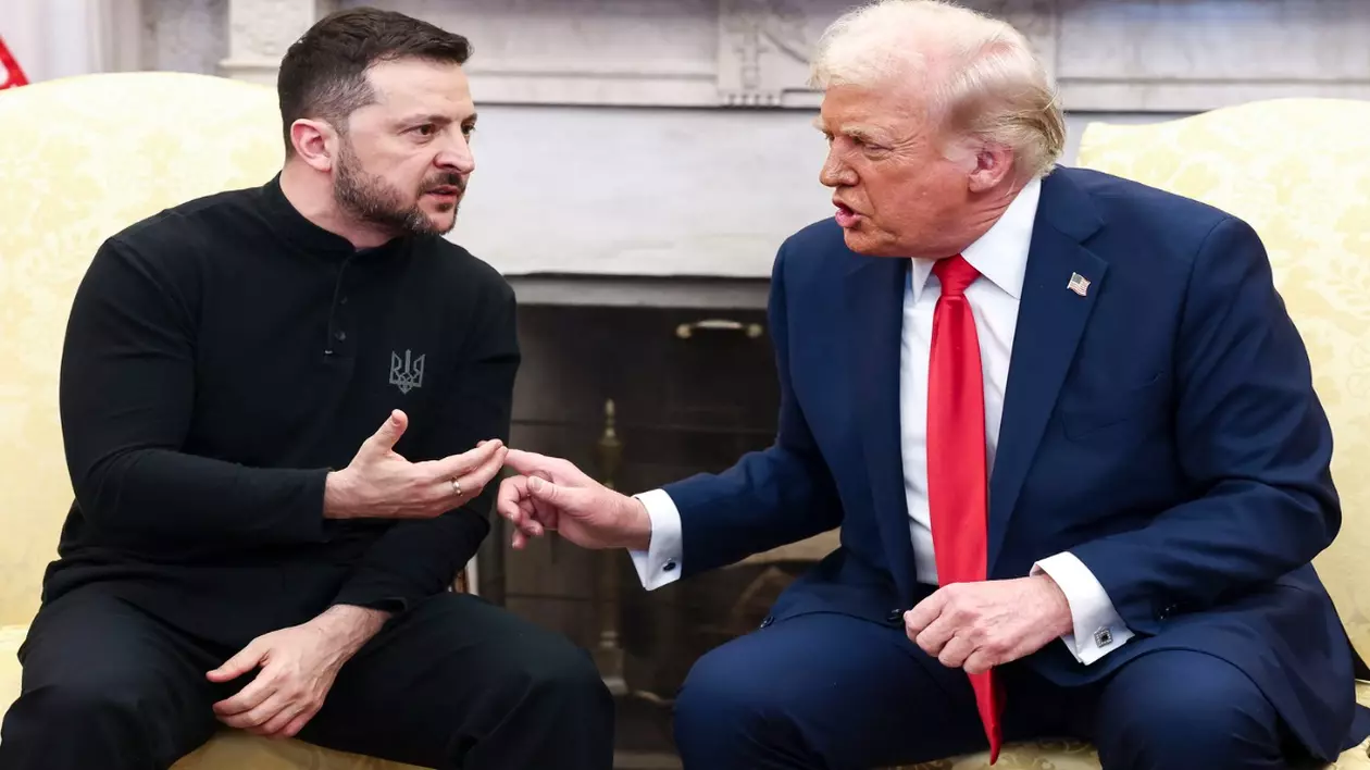 Donald Trump și Zelenski în timpul întâlnirii din Biroul Oval