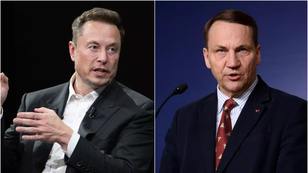 colaj foto elon musk in partea stanga, iar in dreapta, ministrul de externe polonez Radoslaw Sikorski