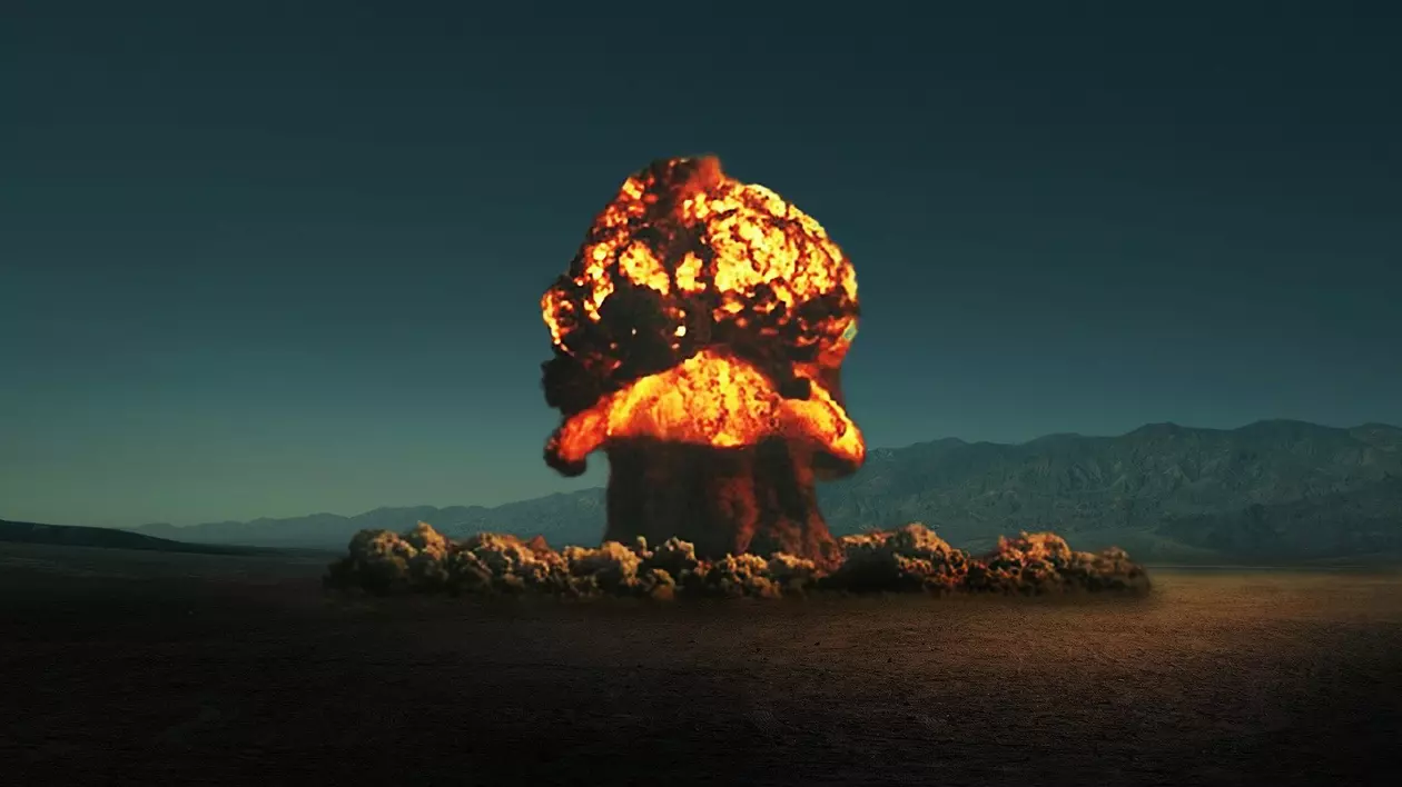 Poză cu o explozie provocată de o armă nucleară