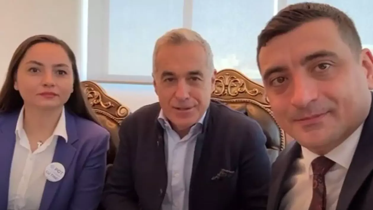 Florin Georgescu alături de Anamaria Gavrila (strânga) și George Simion (dreapta) mesaj după violențe, Foto: Captură video