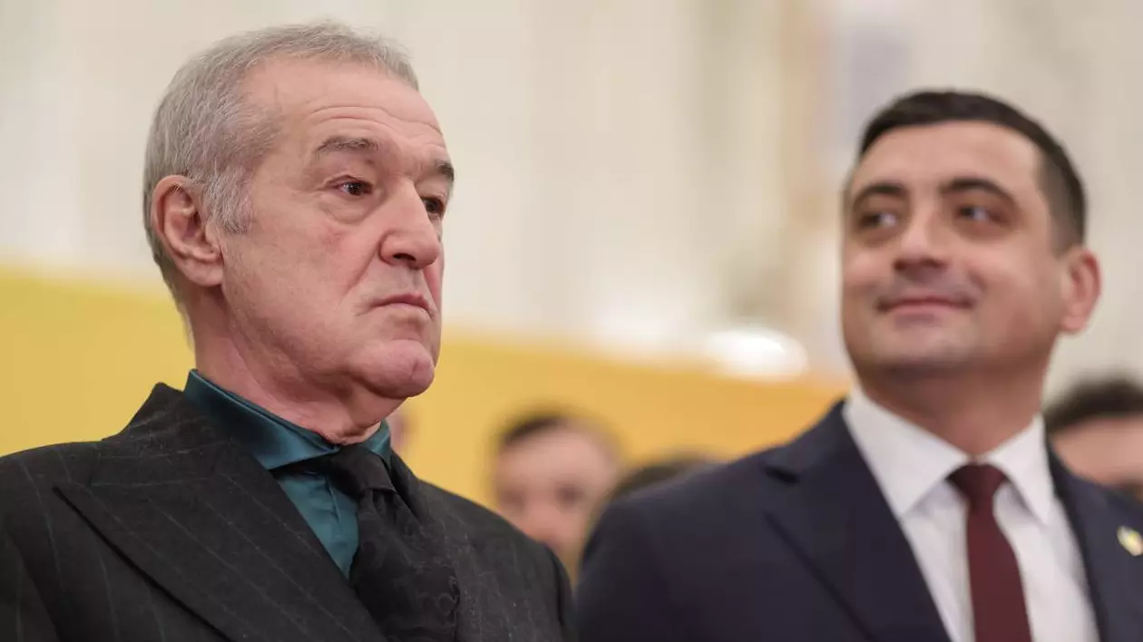 fotografie cu gigi becali care are o figura serioasa si george simion care zambeste larg