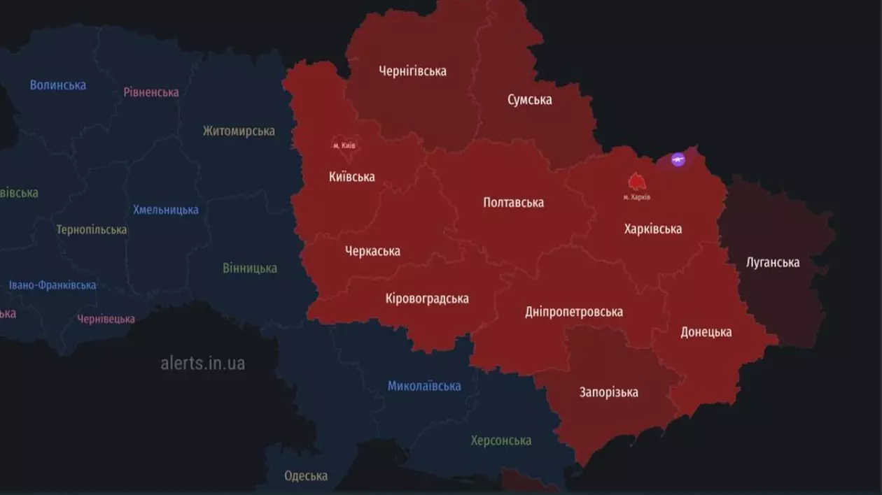 Harta de alertă a Ucrainei pentru marți, la ora 20:40 Captură X