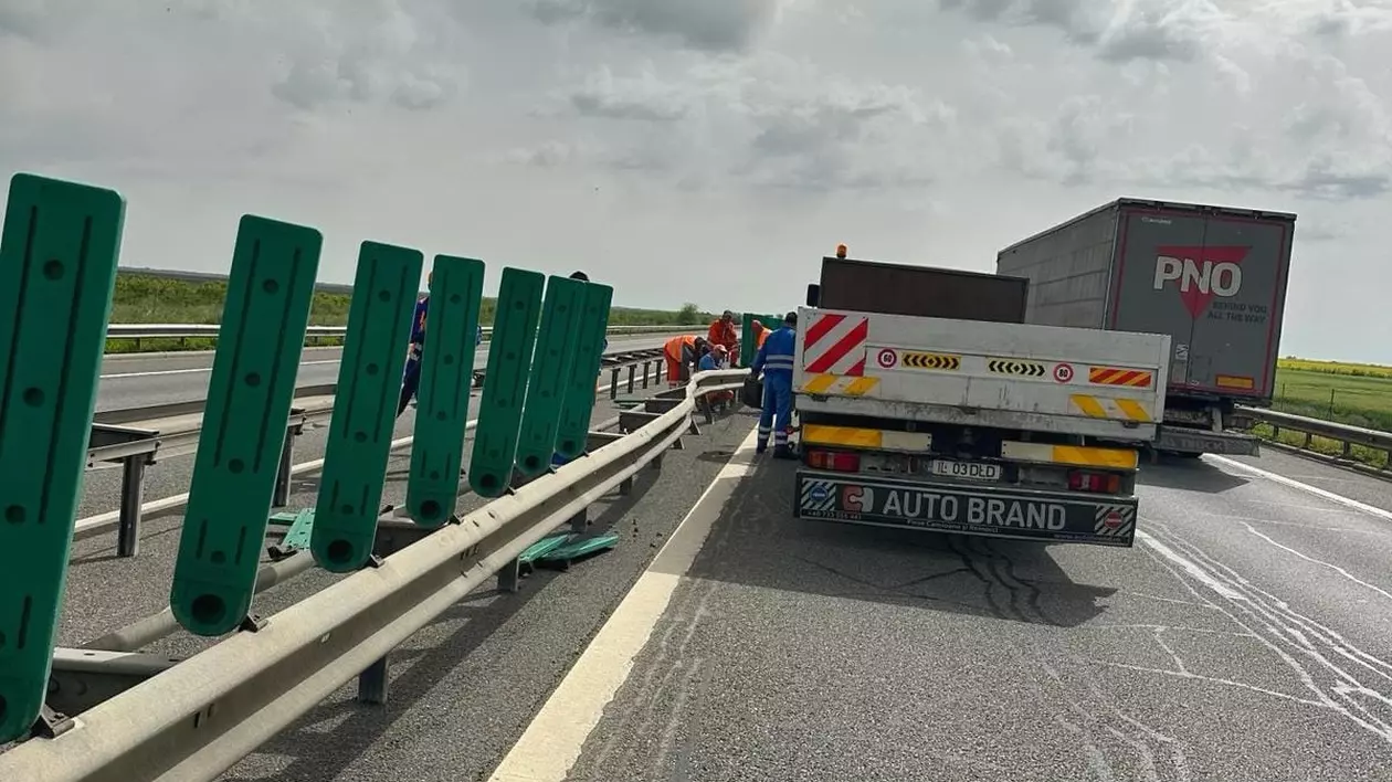Lucrări pe autostradă. FOTO: Facebook/DRDP Constanța