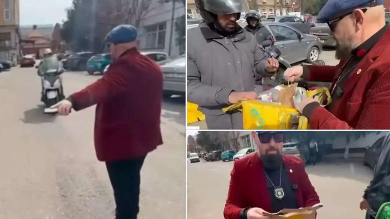 piedone oprește în trafic livratori, îi controlează în genți și îi întoarce din drum