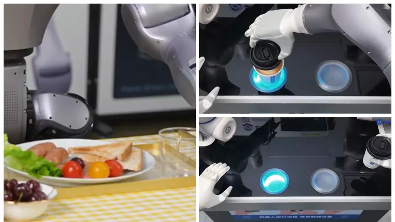 Un robot care pregătește micul dejun și cafea
