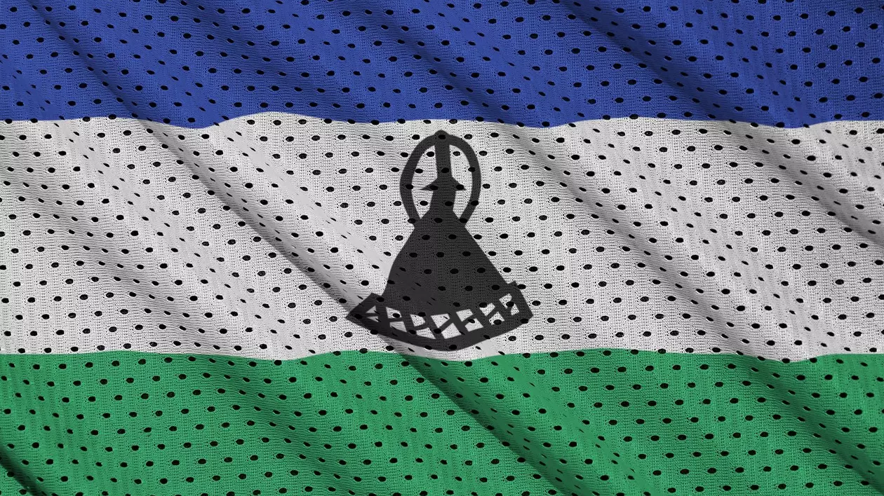 Steagul Lesotho imprimat pe o țesătură