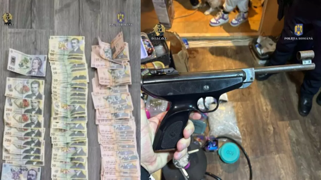 bani și arme, găsite de poliție