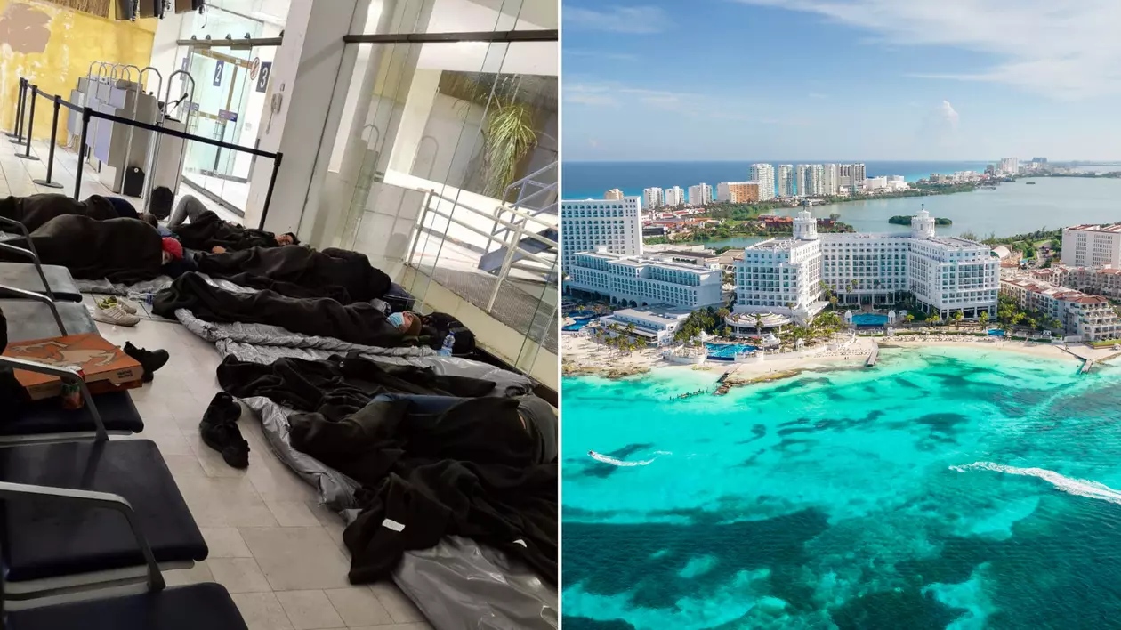 Colaj turiști români în Cancun.