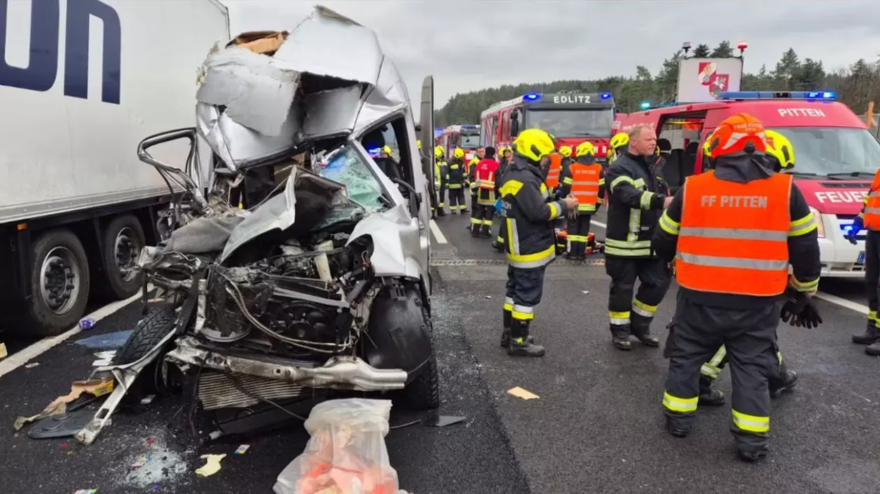 Accidentul de microbuz din Austria, unde patru oameni au murit, iar la fața locului au ajuns polițiștii, ambulanțele și trei elicoptere