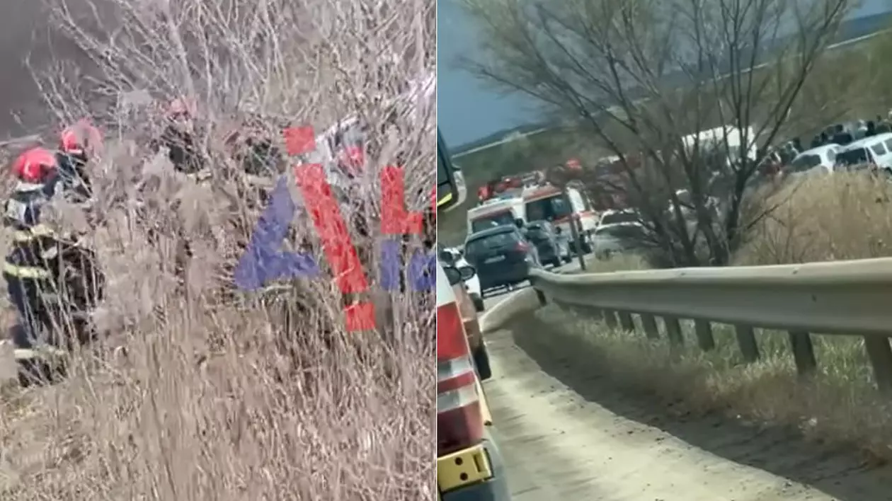 accident, drum blocat , mașini în coloană, echipe de intervenție