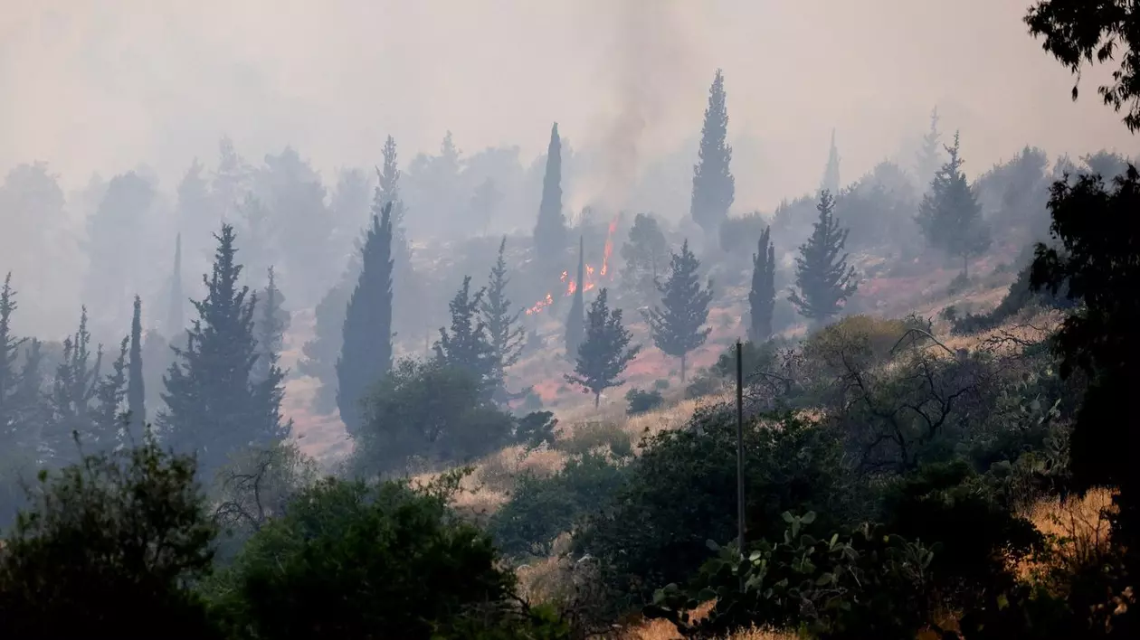 Fotografie care arată un incendiu de pădure în apropierea orașului Bet Shemesh din centrul Israelului, în apropiere de Ierusalim