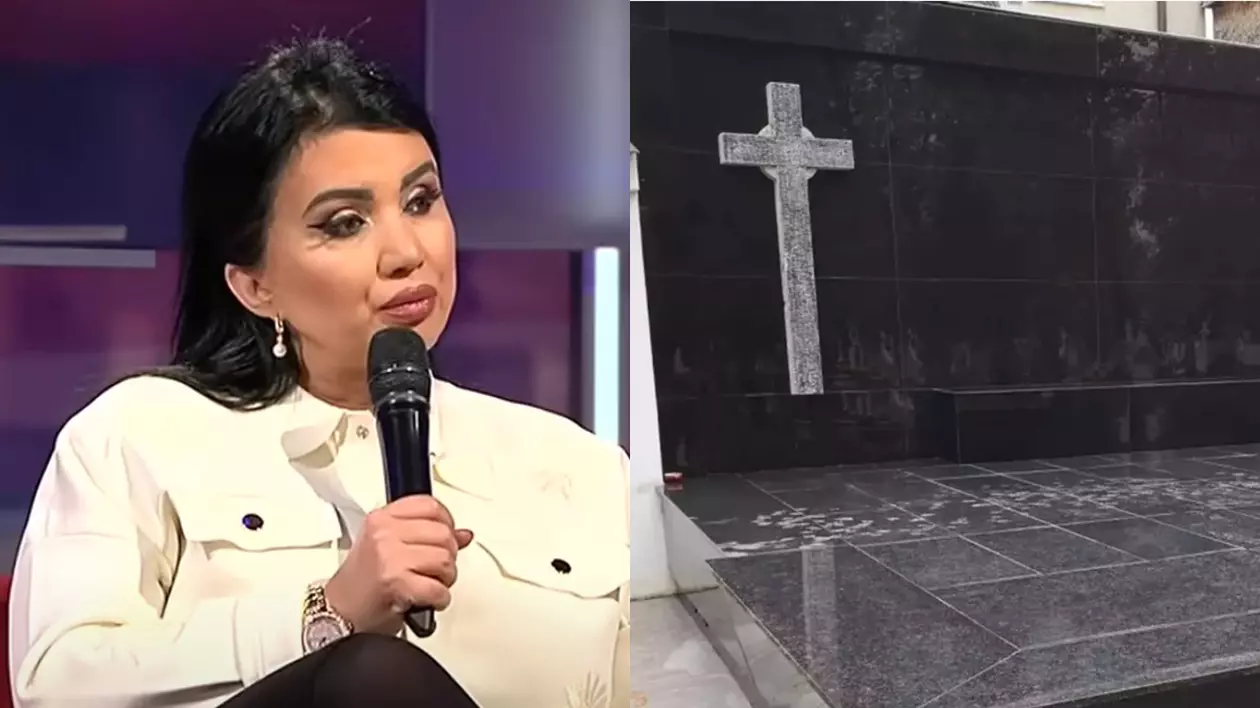 Adriana Bahmuțeanu la mormântul lui Silviu Prigoană