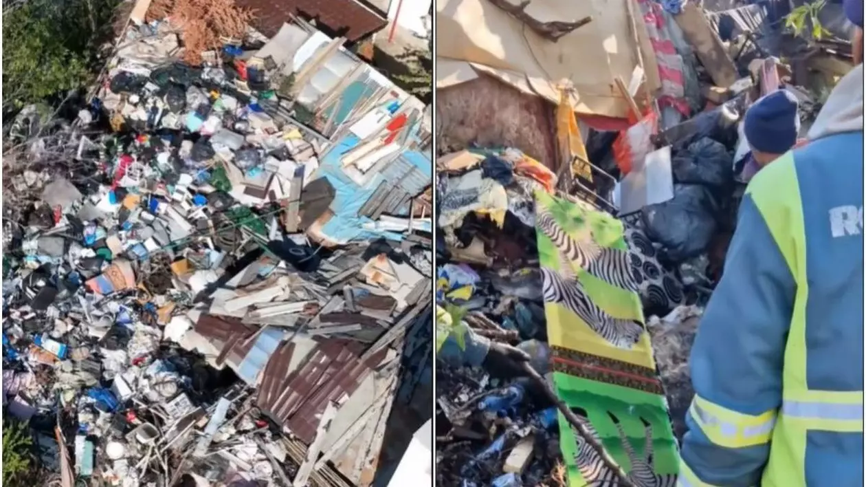 Casa din București care a disperat 100 de vecini: 4 metri înălțime de gunoaie pe 300 de metri pătrați. Autoritățile au scos 9 basculante de gunoi
