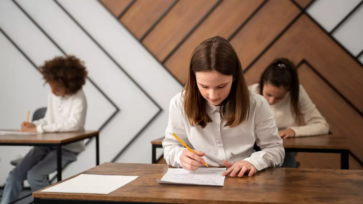 copii care dau examen