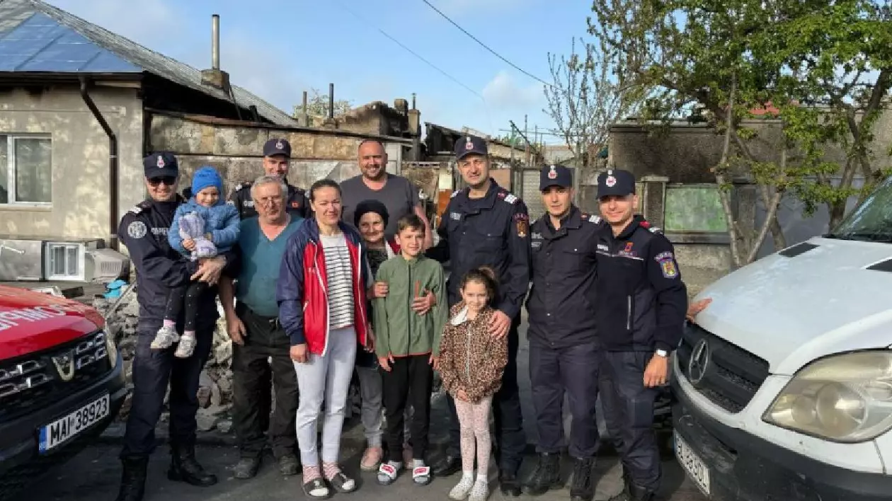 Pompierii gălățeni le-au salvat, apoi au strâns bani pentru cele două familii care au rămas fără case după un incendiu devastator