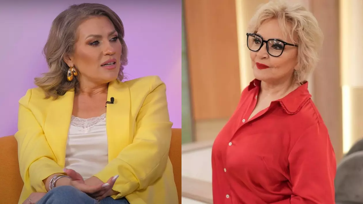 Mirela Vaida în galben și Mihaela Tatu în roșu