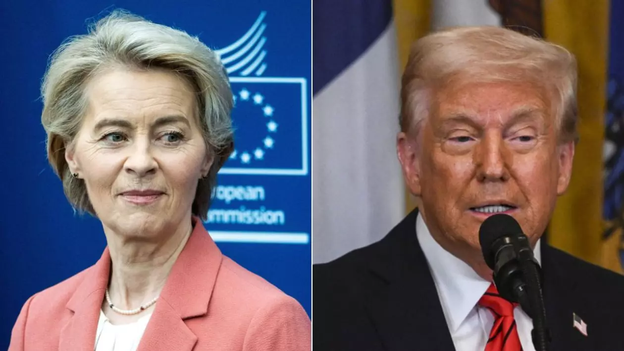 ursula von der Leyen, stanga, Donald Trump, dreapta