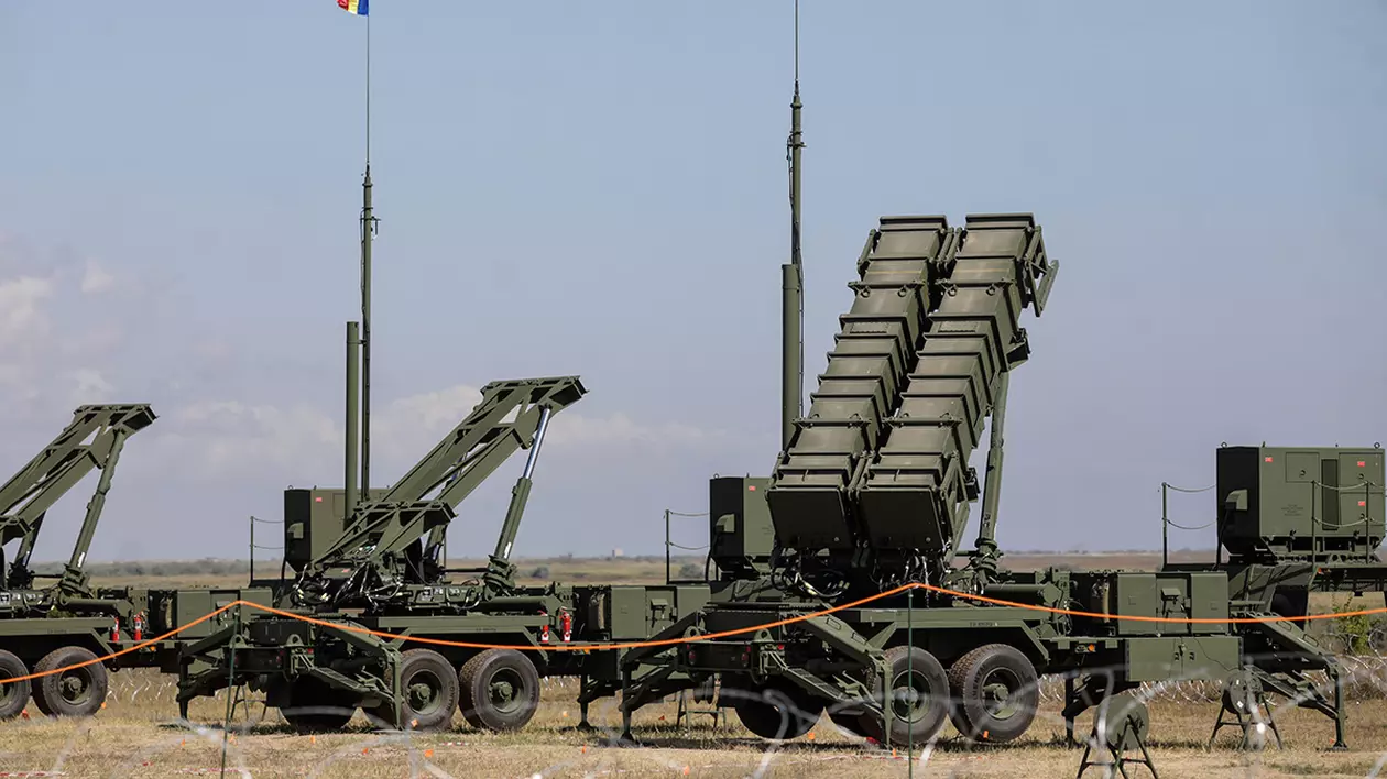Capu Midia, România - 17 septembrie 2020: Sistemul de rachete sol-aer Patriot al Armatei Române la Centrul Național de Instruire pentru Apărare Aeriană.
