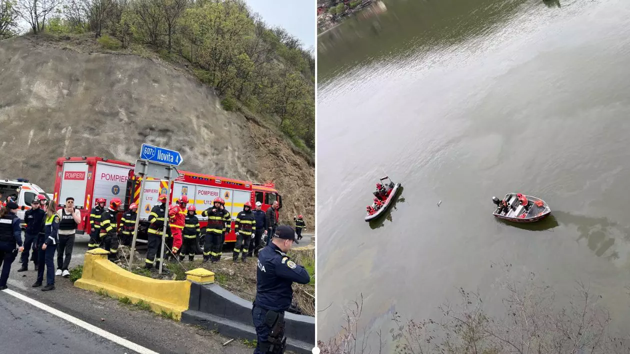 Un microbuz cu pasageri a căzut în Dunăre, în județul Mehedinți