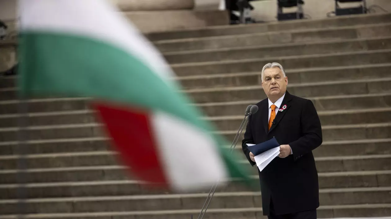 Viktor Orban în timpul aniversării de 177 de ani a revoluției maghiare din 1848/1849