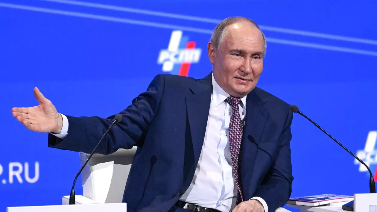 8 martie 2025, Rusia, Moscova: Președintele rus Vladimir Putin ia parte la congresul anual al Uniunii Ruse a Industriașilor și Antreprenorilor (RSPP