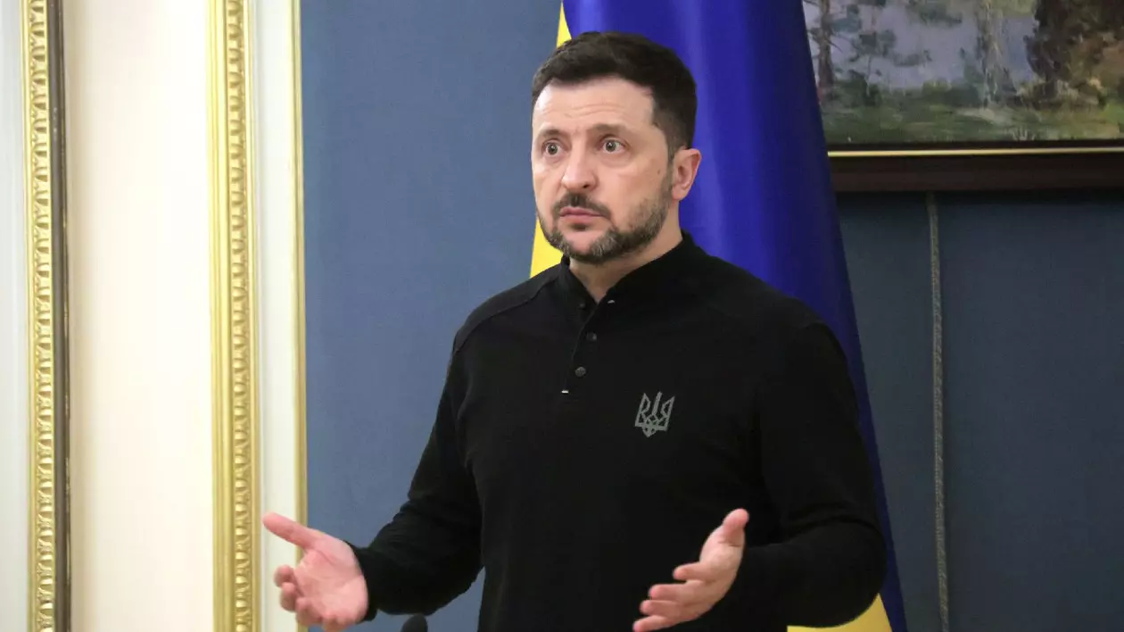 4 aprilie 2025, Kiev, Ucraina: Președintele Ucrainei Volodymyr Zelenskyy susține o conferință de presă la Kiev, Ucraina, pe 4 aprilie 2025.