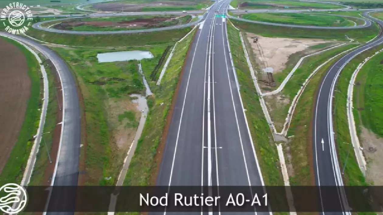 Autostrada A0 Sud Lot 3, nod rutier A0 -A1, filmat cu drona