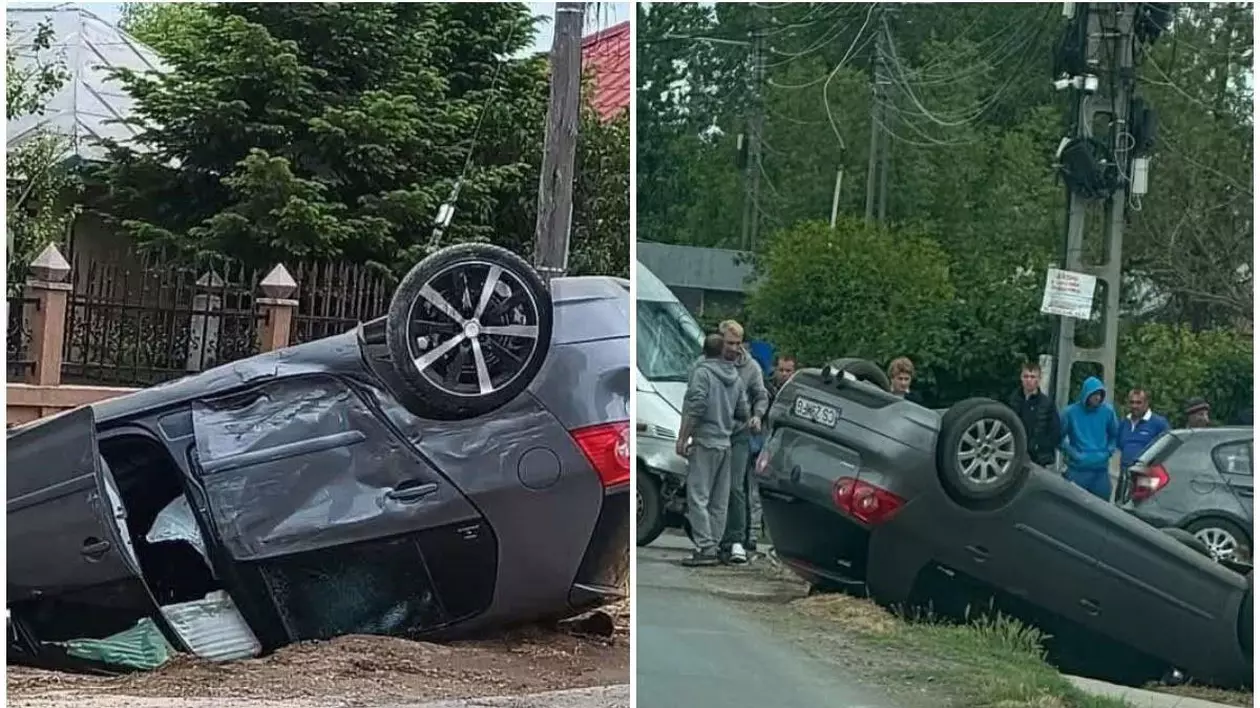 Un bebeluş şi mama lui au ajuns la spital, după ce maşina în care se aflau a fost lovită de o autoutilitară, în Brăila